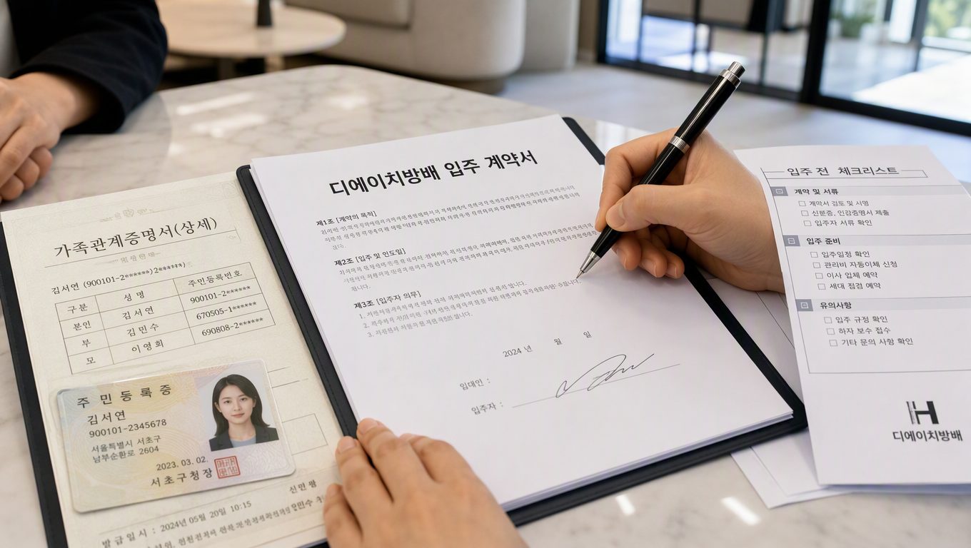 디에이치방배 입주 계약 절차와 서류, 주소 변경 안내