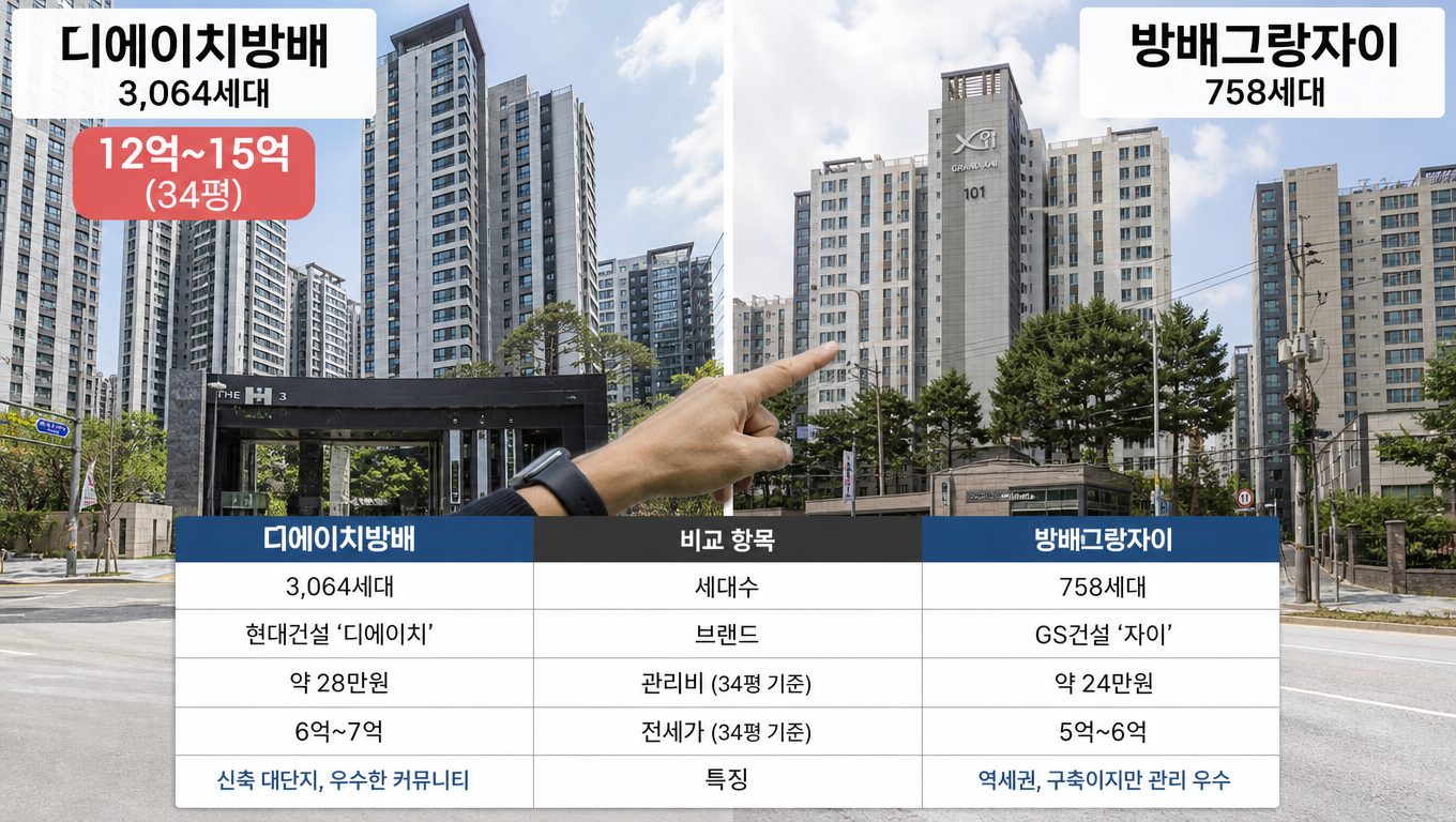 디에이치방배 전세 시세와 인근 단지 비교