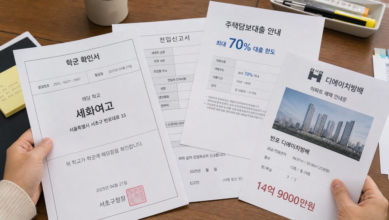 세화여고 인근 반포 아파트 전세·매매 조건