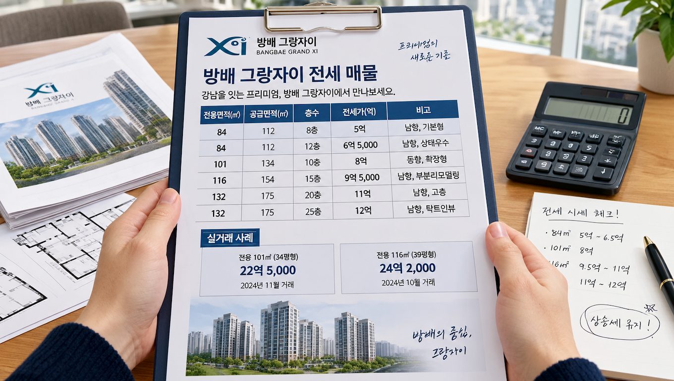 방배그랑자이 전세 가격과 매물