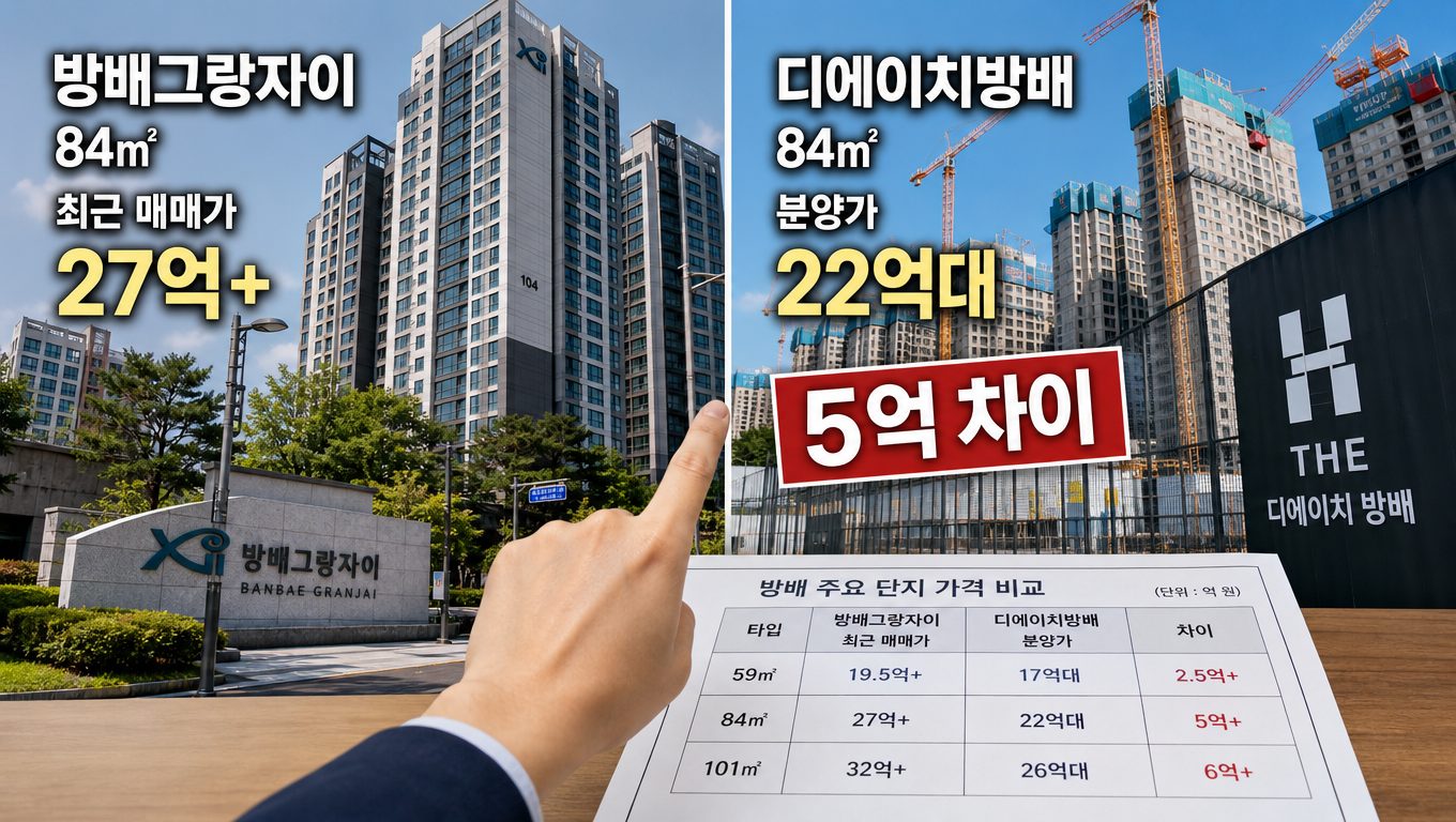 디에이치방배 분양가 방배그랑자이 매매가 차이
