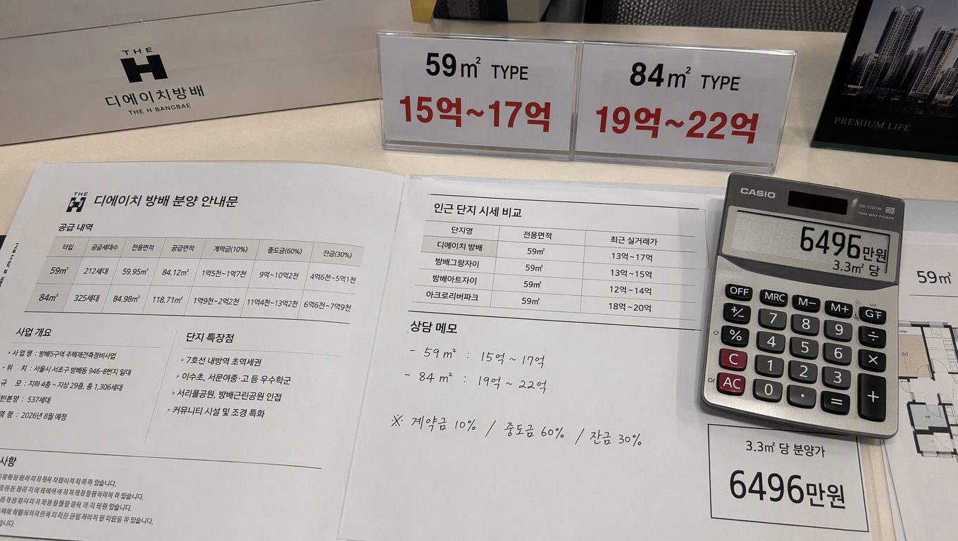 디에이치방배 분양가 3.3㎡당 6496만원 결정 이유와 타입별 가격