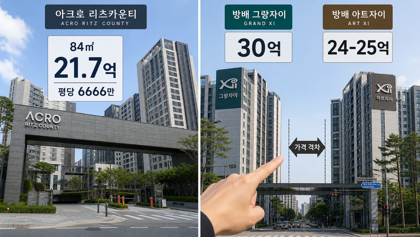 방배 아크로리츠카운티 분양가와 주변 단지 시세 차이
