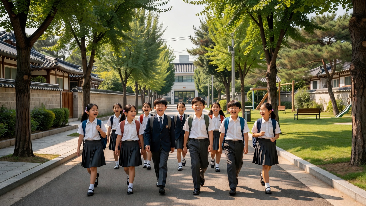 방배 아크로리츠카운티에서 방일초로 통학하는 아이들