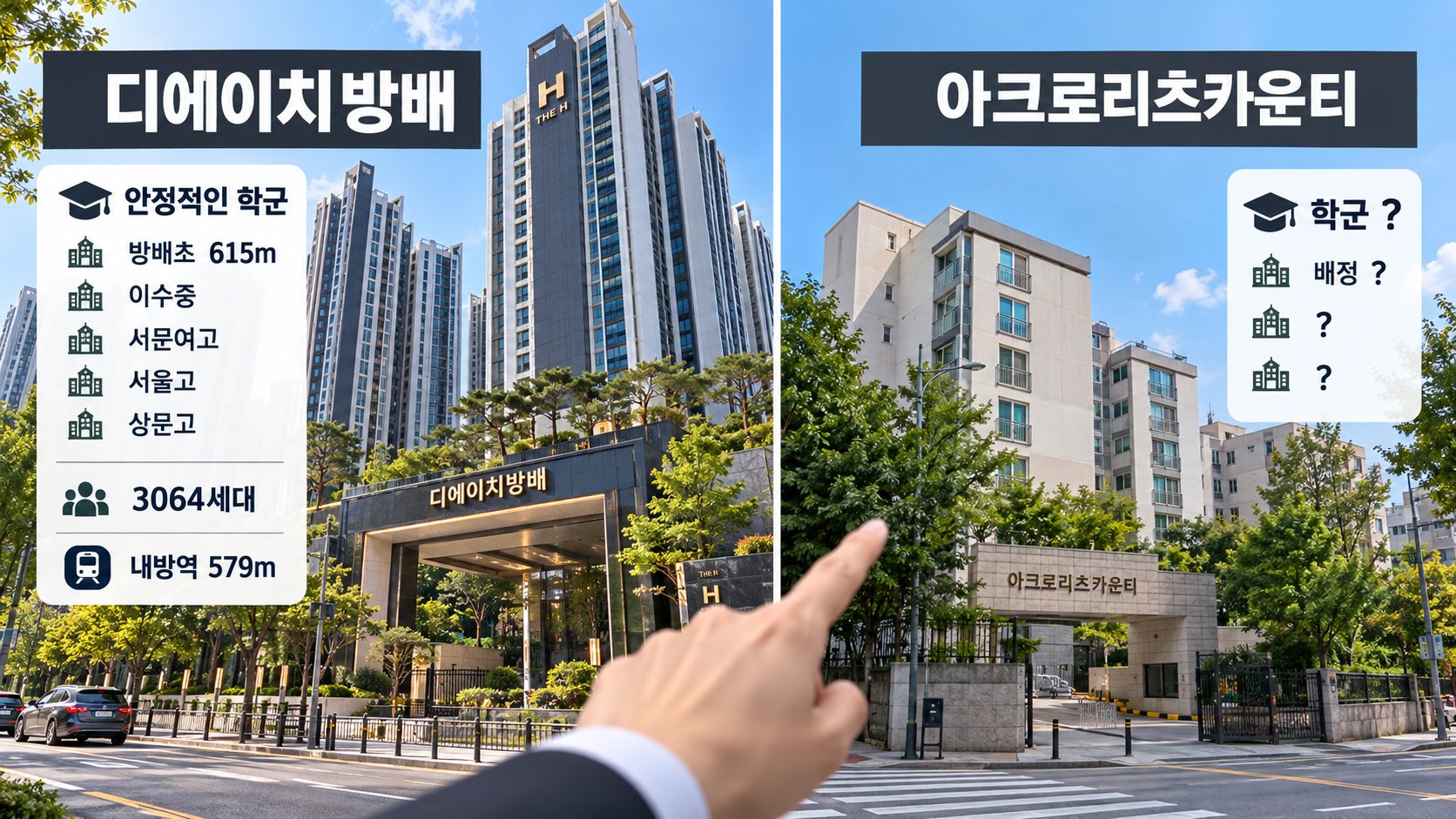 디에이치방배 아파트 학군 배정과 인근 단지 비교